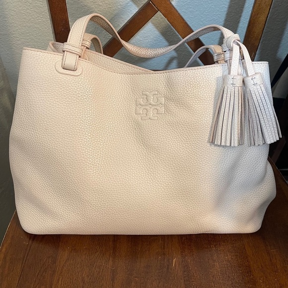 Tory Burch Handbags - Tory Burch Thea Center Zip Tote Sweet Melon Pink Leather Purse Handbag
